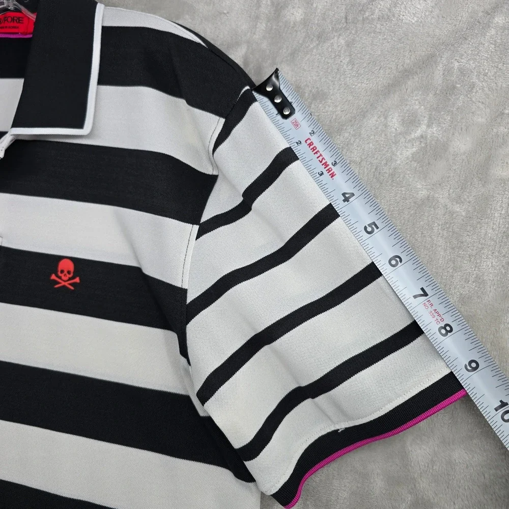 G/FORE Black and White Striped Polo Shirt - Picture 7 of 9